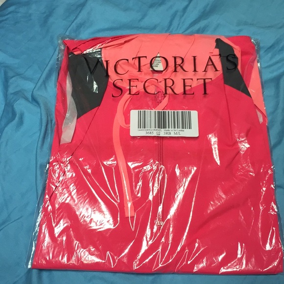 PINK Anorak Windbreaker M/L Neon Red M/L NEW - Picture 3 of 8